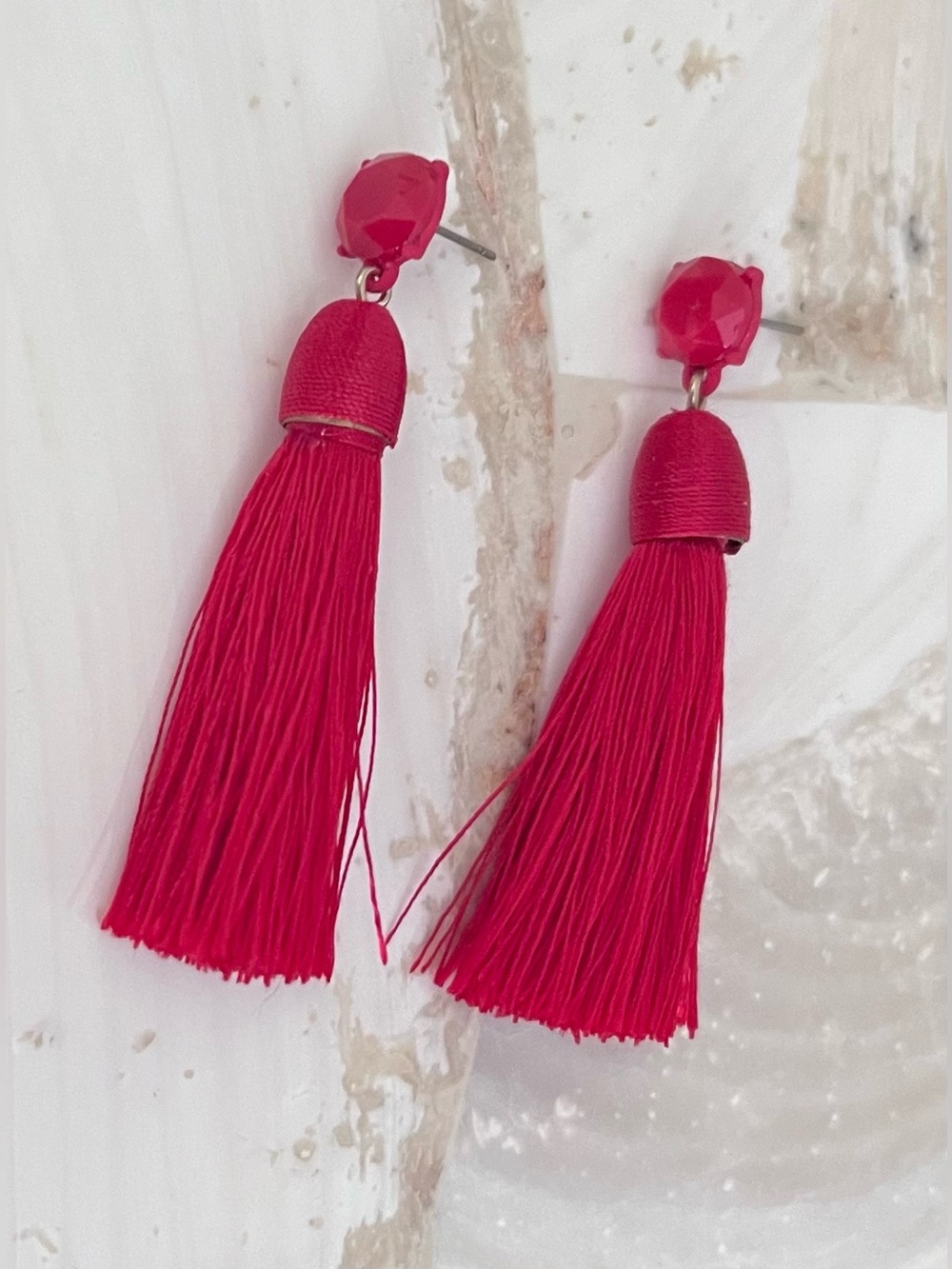 New J Crew Red Tassel Drop Earrings 🇺🇸